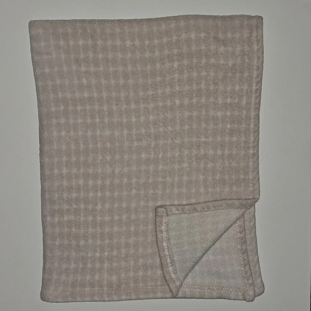 Tahari Baby Pink White Squares Fleece Baby Blanket 30